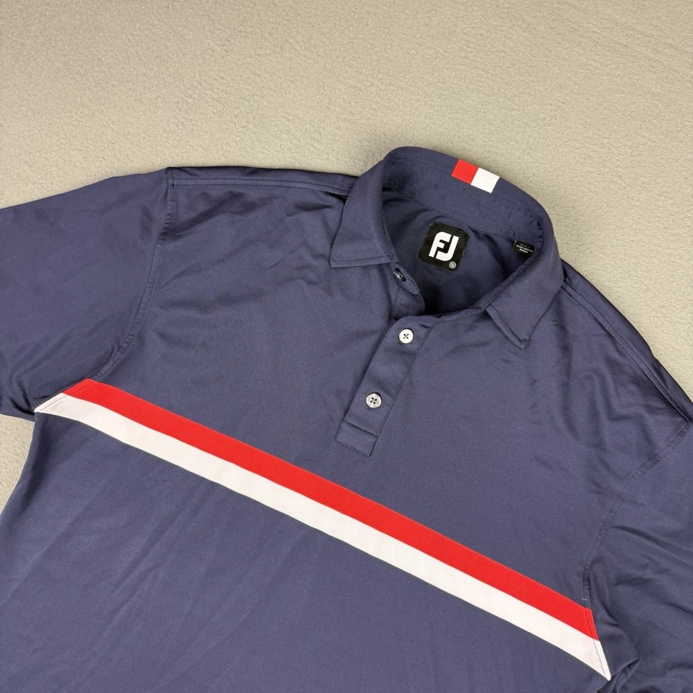 FootJoy‎ Golf Polo Shirt Mens Small Colorblock Blue Red Performance Striped